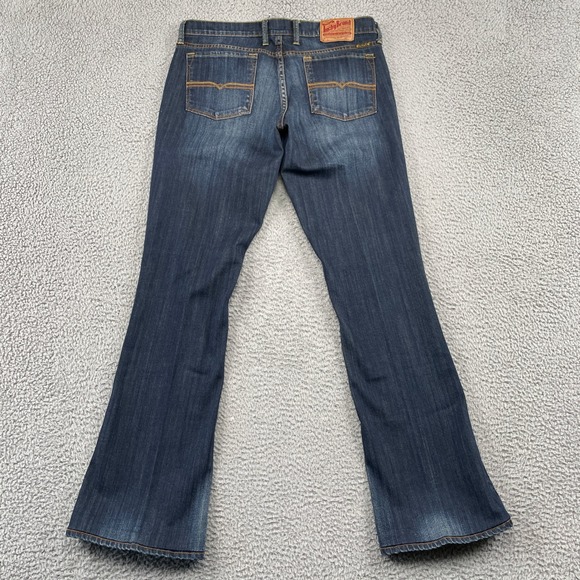 Lucky Brand Jeans Women 12/31 Blue Bootcut Long Inseam Dark Wash Denim Dungarees - Picture 2 of 11